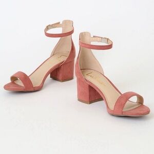Lulu’s Harper Suede Ankle Strap Heels in Rusty Rose